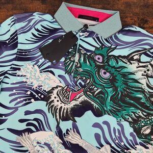 Greyson Blue and Green Graphic Polo Shirt